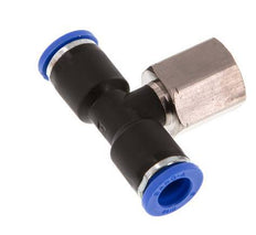 8mm x G1/4'' Inline Tee Push-in Fitting with Female Threads Brass/PA 66 NBR Rotatable [2 Pieces]