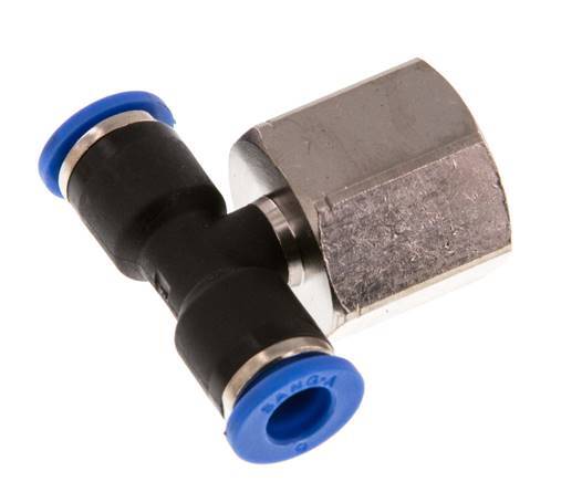 6mm x G3/8'' Inline Tee Push-in Fitting with Female Threads Brass/PA 66 NBR Rotatable [2 Pieces]
