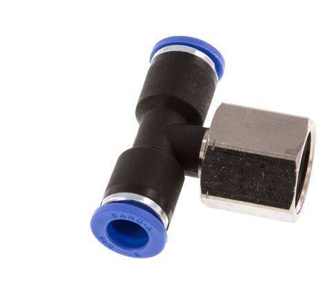 8mm x G3/8'' Inline Tee Push-in Fitting with Female Threads Brass/PA 66 NBR Rotatable [2 Pieces]