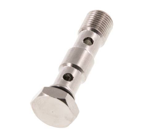 2-way nickel-plated Brass Banjo Bolt with G1/8'' Male Threads NBR [2 Pieces]