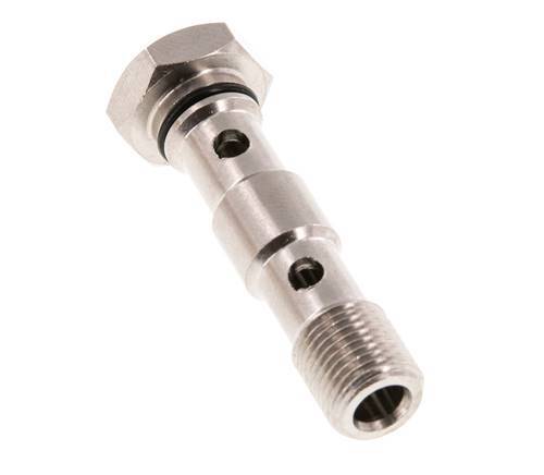 2-way nickel-plated Brass Banjo Bolt with G1/8'' Male Threads NBR [2 Pieces]