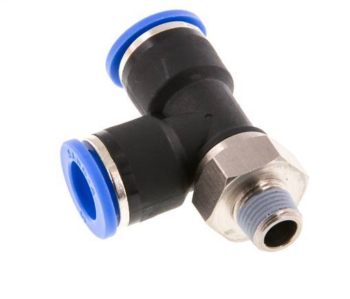 10mm x R1/8'' Right Angle Tee Push-in Fitting with Male Threads Brass/PA 66 NBR Rotatable