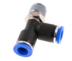 8mm x R1/4'' Right Angle Tee Push-in Fitting with Male Threads Brass/PA 66 NBR Rotatable [2 Pieces]