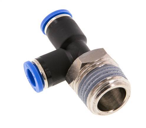 8mm x R1/2'' Right Angle Tee Push-in Fitting with Male Threads Brass/PA 66 NBR Rotatable