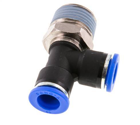 10mm x R1/2'' Right Angle Tee Push-in Fitting with Male Threads Brass/PA 66 NBR Rotatable