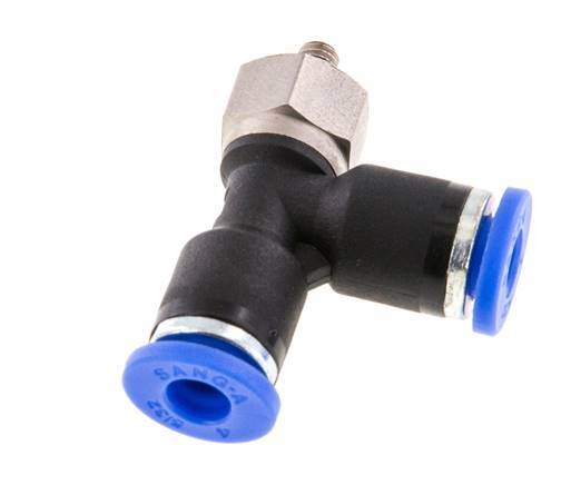 4mm x M 3 Right Angle Tee Push-in Fitting with Male Threads Steel/PA 66 NBR Rotatable [2 Pieces]