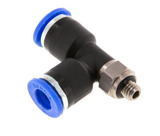 6mm x M 5 Right Angle Tee Push-in Fitting with Male Threads Brass/PA 66 NBR Rotatable [2 Pieces]