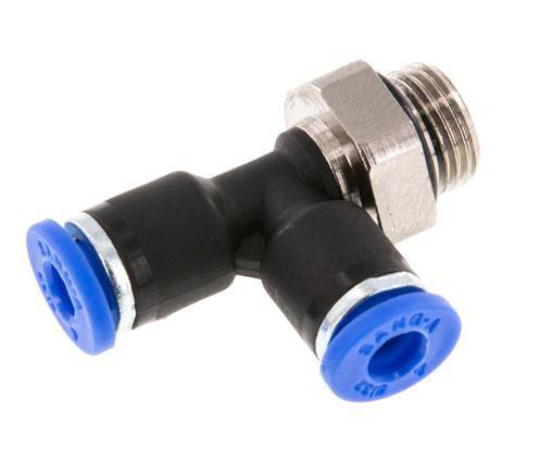 4mm x G1/8'' Right Angle Tee Push-in Fitting with Male Threads Brass/PA 66 NBR Rotatable [2 Pieces]