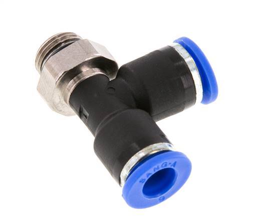 6mm x G1/8'' Right Angle Tee Push-in Fitting with Male Threads Brass/PA 66 NBR Rotatable [2 Pieces]