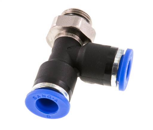 6mm x G1/8'' Right Angle Tee Push-in Fitting with Male Threads Brass/PA 66 NBR Rotatable [2 Pieces]