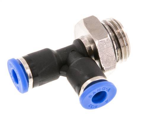 4mm x G1/4'' Right Angle Tee Push-in Fitting with Male Threads Brass/PA 66 NBR Rotatable [2 Pieces]