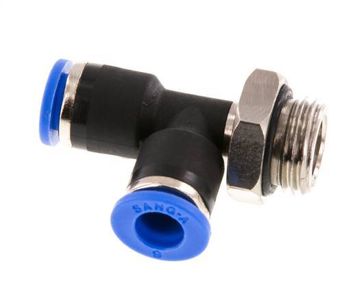 6mm x G1/4'' Right Angle Tee Push-in Fitting with Male Threads Brass/PA 66 NBR Rotatable [2 Pieces]