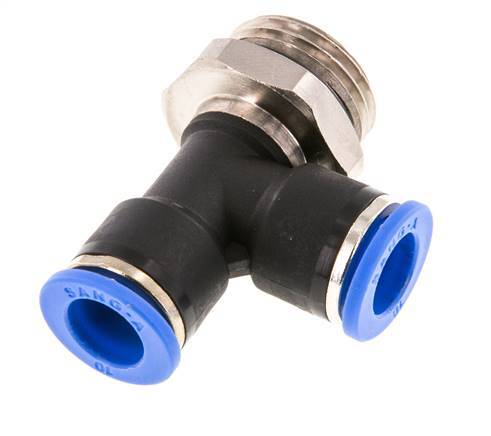 10mm x G1/2'' Right Angle Tee Push-in Fitting with Male Threads Brass/PA 66 NBR Rotatable