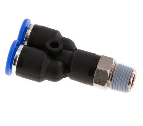 6mm x R1/8'' Y Push-in Fitting with Male Threads Brass/PA 66 NBR Rotatable [2 Pieces]