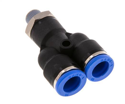 10mm x R1/8'' Y Push-in Fitting with Male Threads Brass/PA 66 NBR Rotatable