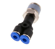 4mm x R1/4'' Y Push-in Fitting with Male Threads Brass/PA 66 NBR Rotatable [2 Pieces]