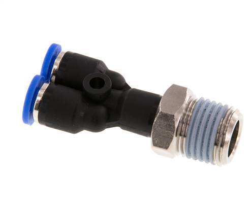 4mm x R1/4'' Y Push-in Fitting with Male Threads Brass/PA 66 NBR Rotatable [2 Pieces]
