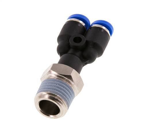 4mm x R1/4'' Y Push-in Fitting with Male Threads Brass/PA 66 NBR Rotatable [2 Pieces]