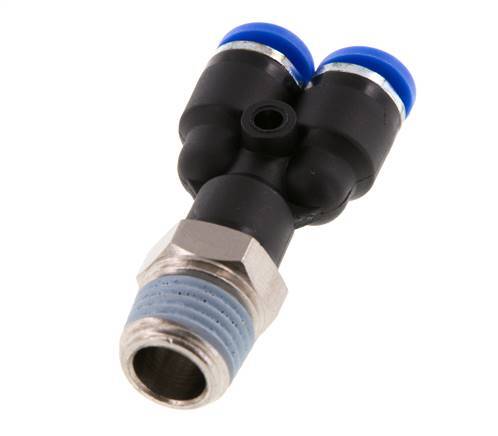6mm x R1/4'' Y Push-in Fitting with Male Threads Brass/PA 66 NBR Rotatable [2 Pieces]