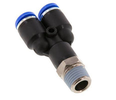 8mm x R1/4'' Y Push-in Fitting with Male Threads Brass/PA 66 NBR Rotatable [2 Pieces]