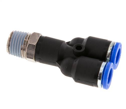 8mm x R1/4'' Y Push-in Fitting with Male Threads Brass/PA 66 NBR Rotatable [2 Pieces]