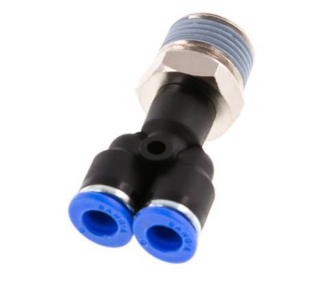6mm x R3/8'' Y Push-in Fitting with Male Threads Brass/PA 66 NBR Rotatable [2 Pieces]