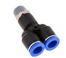 12mm x R3/8'' Y Push-in Fitting with Male Threads Brass/PA 66 NBR Rotatable