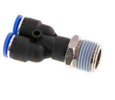 10mm x R1/2'' Y Push-in Fitting with Male Threads Brass/PA 66 NBR Rotatable