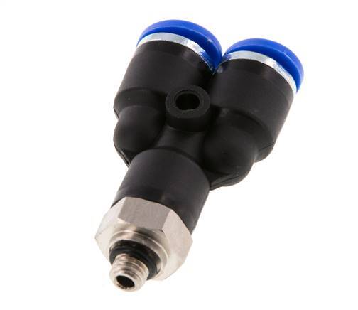 6mm x M 5 Y Push-in Fitting with Male Threads Brass/PA 66 NBR Rotatable [2 Pieces]