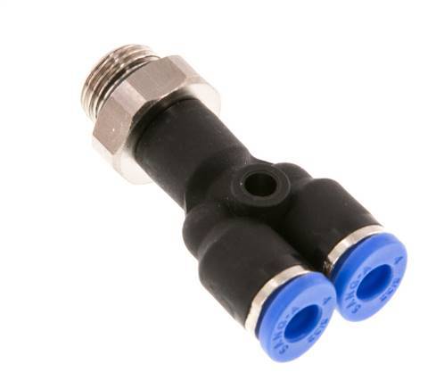 4mm x G1/8'' Y Push-in Fitting with Male Threads Brass/PA 66 NBR Rotatable [2 Pieces]