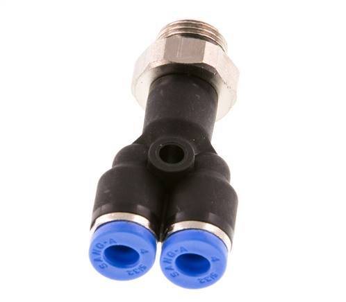 4mm x G1/8'' Y Push-in Fitting with Male Threads Brass/PA 66 NBR Rotatable [2 Pieces]