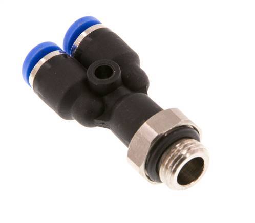 4mm x G1/8'' Y Push-in Fitting with Male Threads Brass/PA 66 NBR Rotatable [2 Pieces]