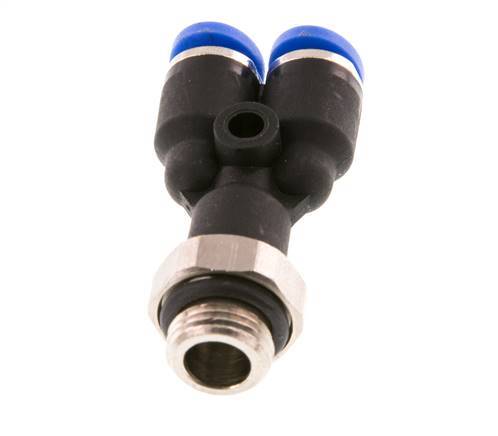 4mm x G1/8'' Y Push-in Fitting with Male Threads Brass/PA 66 NBR Rotatable [2 Pieces]