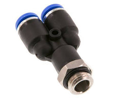 8mm x G1/4'' Y Push-in Fitting with Male Threads Brass/PA 66 NBR Rotatable [2 Pieces]