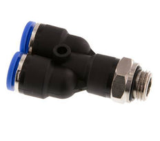 10mm x G1/4'' Y Push-in Fitting with Male Threads Brass/PA 66 NBR Rotatable