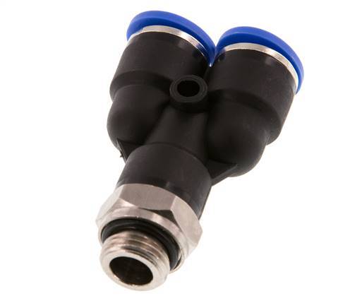 10mm x G1/4'' Y Push-in Fitting with Male Threads Brass/PA 66 NBR Rotatable