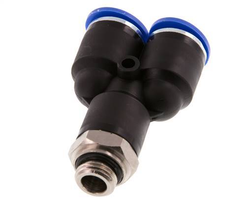12mm x G1/4'' Y Push-in Fitting with Male Threads Brass/PA 66 NBR Rotatable