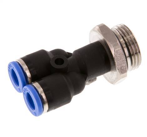 6mm x G3/8'' Y Push-in Fitting with Male Threads Brass/PA 66 NBR Rotatable [2 Pieces]