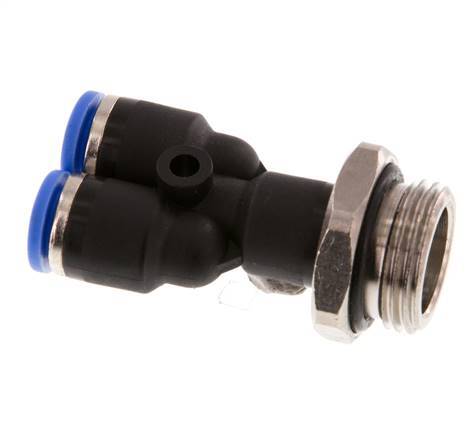 6mm x G3/8'' Y Push-in Fitting with Male Threads Brass/PA 66 NBR Rotatable [2 Pieces]