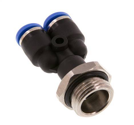 6mm x G3/8'' Y Push-in Fitting with Male Threads Brass/PA 66 NBR Rotatable [2 Pieces]