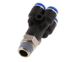 4mm x R1/8'' 4-way Y Manifold Push-in Fitting with Male Threads Brass/PA 66 NBR Rotatable