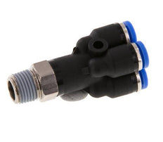 4mm x R1/8'' 4-way Y Manifold Push-in Fitting with Male Threads Brass/PA 66 NBR Rotatable