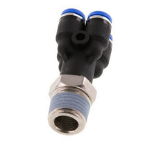 4mm x R1/4'' 4-way Y Manifold Push-in Fitting with Male Threads Brass/PA 66 NBR Rotatable