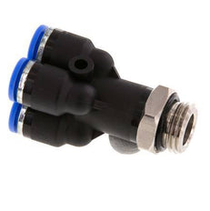 6mm x G1/4'' 4-way Y Manifold Push-in Fitting with Male Threads Brass/PA 66 NBR Rotatable