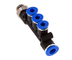 4mm x 6mm x G1/8'' 3-way Manifold Push-in Fitting with Male Threads Brass/PA 66 NBR Rotatable