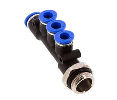 6mm x 8mm x G3/8'' 3-way Manifold Push-in Fitting with Male Threads Brass/PA 66 NBR Rotatable
