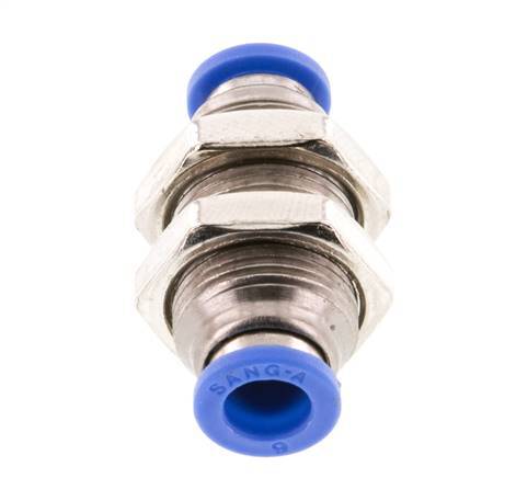 6mm Push-in Fitting Brass/PA 66 NBR Bulkhead [2 Pieces]