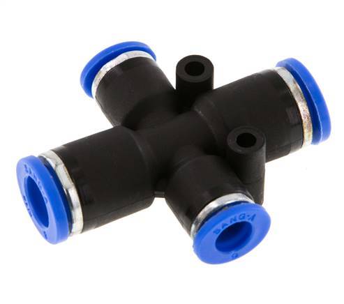 6mm x 8mm Cross Push-in Fitting PA 66 NBR 2 Outlets