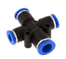 6mm x 8mm Cross Push-in Fitting PA 66 NBR 3 Outlets