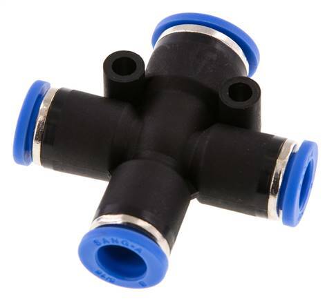 8mm x 10mm Cross Push-in Fitting PA 66 NBR 3 Outlets